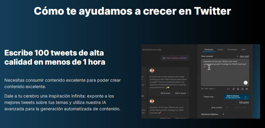 tweethunter aumenta tu audiencia en Twitter mediante contenido automatizados con IA.